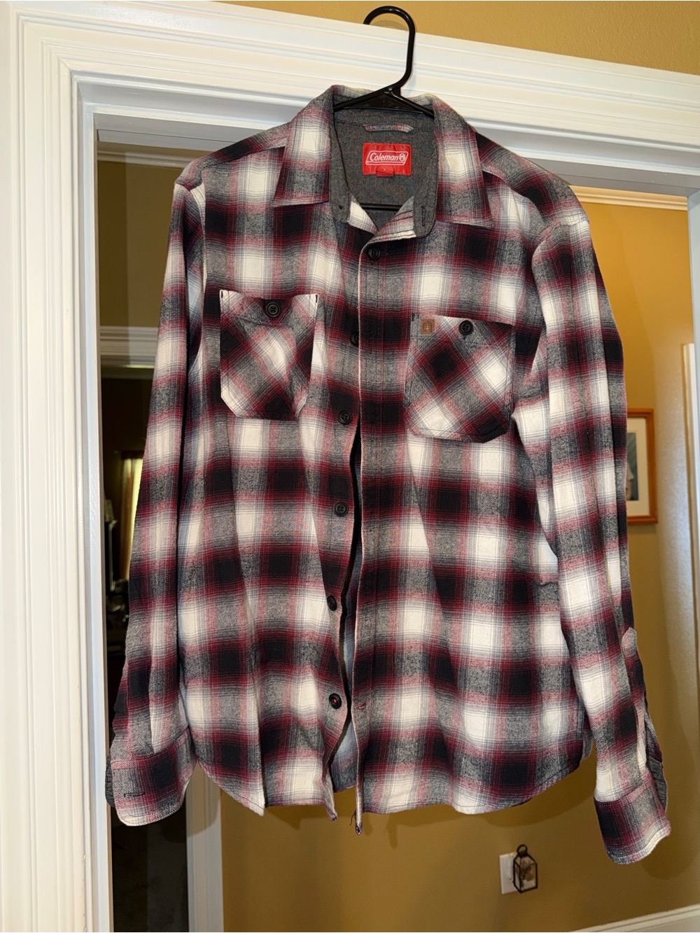 Coleman Black, White & Red Plaid Flannel Shirt